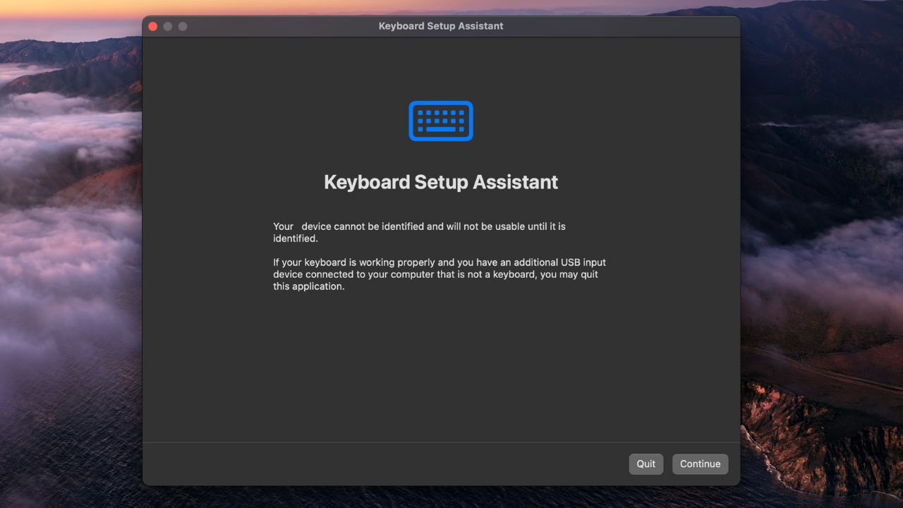 Screenshot of Keyboard Setup Assistant on macOS